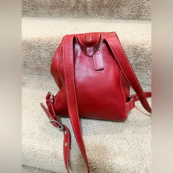 Vintage Coach Legacy Drawstring Leather Backpack dark red leather Style #9569 - Picture 4 of 15